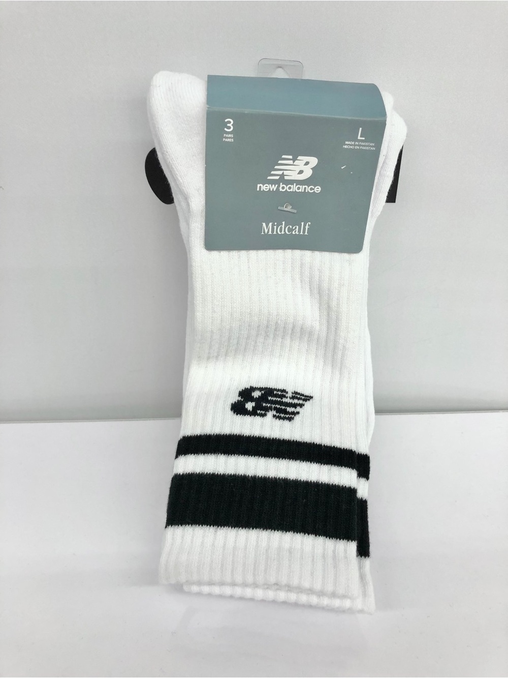 NEW NEW BALANCE Mid Calf Socks 3 Pairs Large White Men’s Unisex